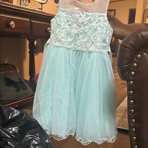 Rare Editions Aqua Lace Kids Dress